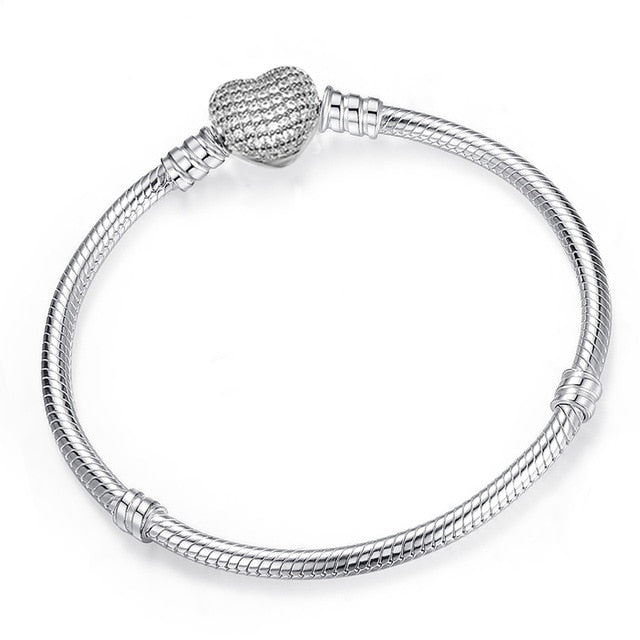 TOGORY Dropshipping Authentic Silver Plated Snake Chain DIY Charm Bracelet & Bangle DIY Fine Bracelet Jewelry for Women Gift