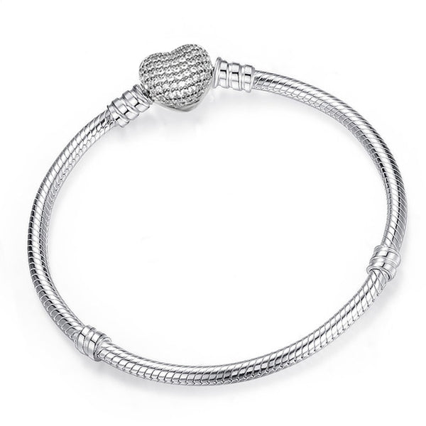 TOGORY Dropshipping Authentic Silver Plated Snake Chain DIY Charm Bracelet & Bangle DIY Fine Bracelet Jewelry for Women Gift
