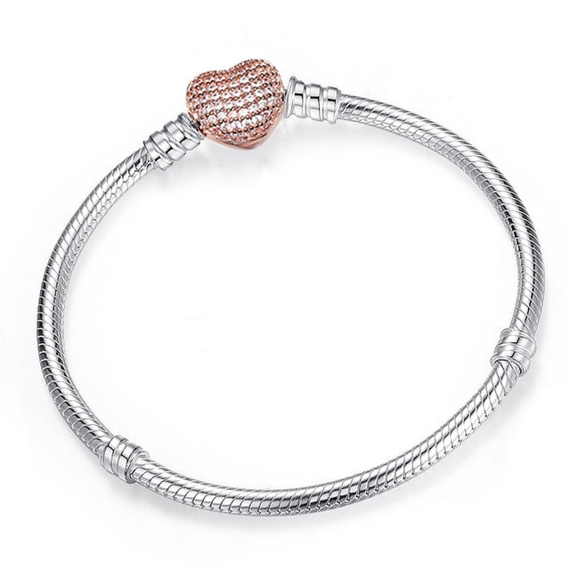 TOGORY Dropshipping Authentic Silver Plated Snake Chain DIY Charm Bracelet & Bangle DIY Fine Bracelet Jewelry for Women Gift