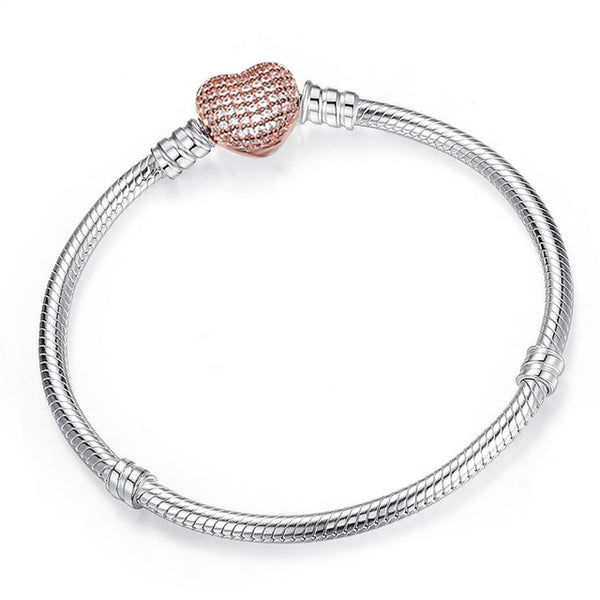 TOGORY Dropshipping Authentic Silver Plated Snake Chain DIY Charm Bracelet & Bangle DIY Fine Bracelet Jewelry for Women Gift