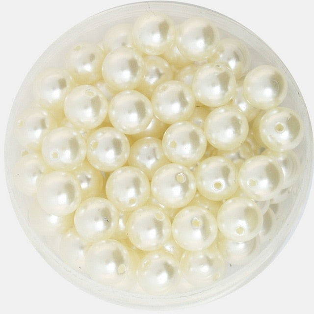 4 6 8 10mm ABS Imitation Pearl Beads DIY Big Hole Beads Wholesale Plastic Ball Round Loose Beads For Jewelry Making