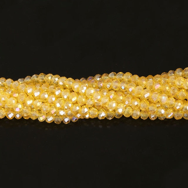145Pcs/Lot Mix 23Colors Rondelle Faceted Beads 4mm Glass Czech Crystal Beads For Jewelry Making Loose Spacer Beads Wholesale