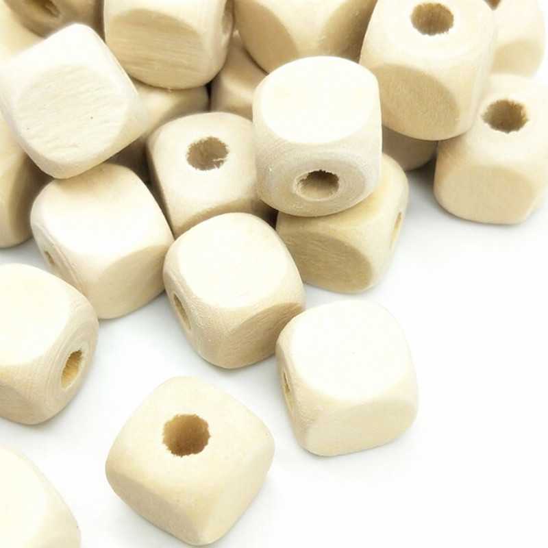 DIY 8/10mm 50pcs/lot  Natural Wood Beads Square Baby Kids Toys&Pacifier Clip Spacer Beading for Necklace Bracelet Jewelry Making