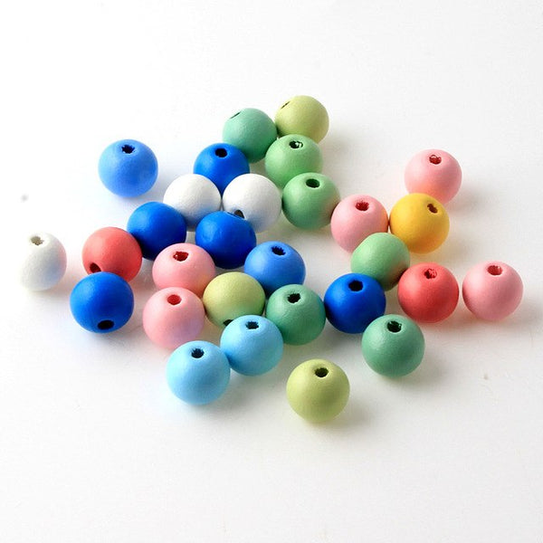 12mm 50pcs Mixed Color Wooden Spacer Beads For Jewelry Making DIY Bracelet Pick Color
