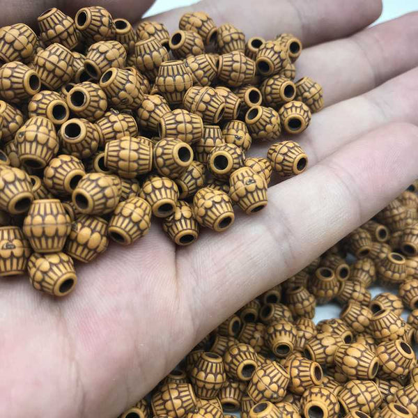 DIY Cheap 7*8mm 100pcs/Lot Hot Acrylic Beads Imitation Wood Beads Round Shape Fits For Handmade Necklace Bracelet Jewelry Making