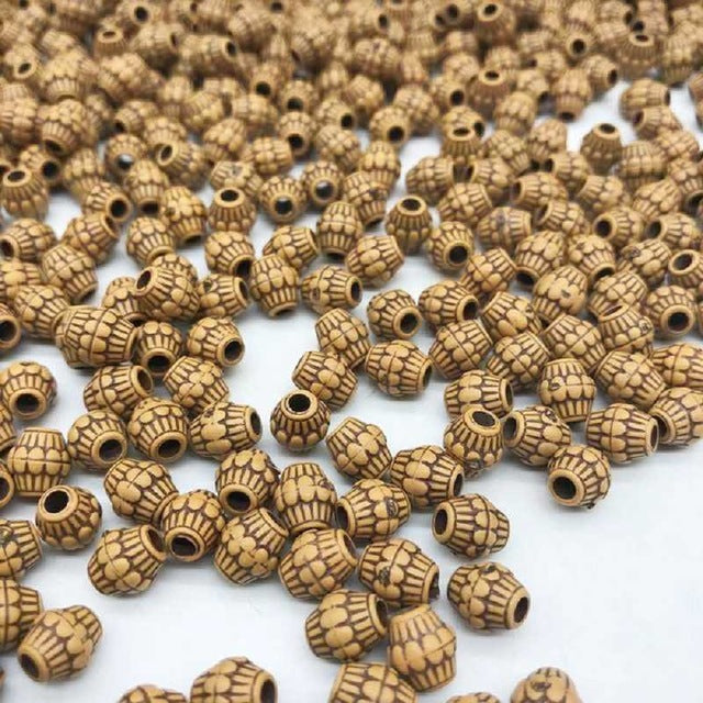 DIY Cheap 7*8mm 100pcs/Lot Hot Acrylic Beads Imitation Wood Beads Round Shape Fits For Handmade Necklace Bracelet Jewelry Making