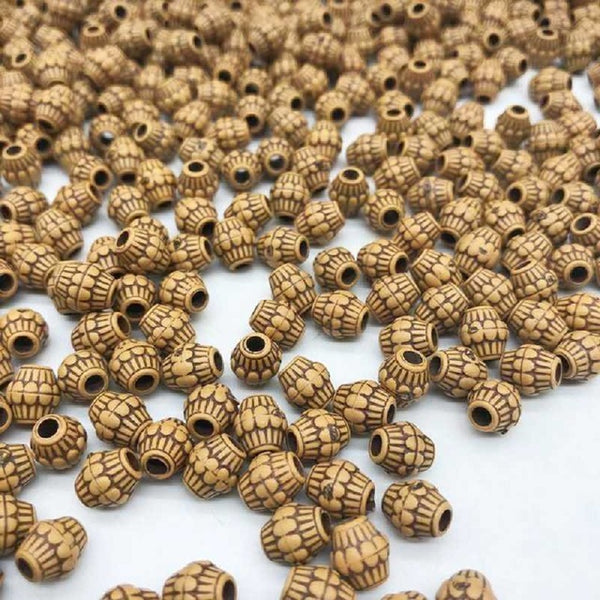 DIY Cheap 7*8mm 100pcs/Lot Hot Acrylic Beads Imitation Wood Beads Round Shape Fits For Handmade Necklace Bracelet Jewelry Making