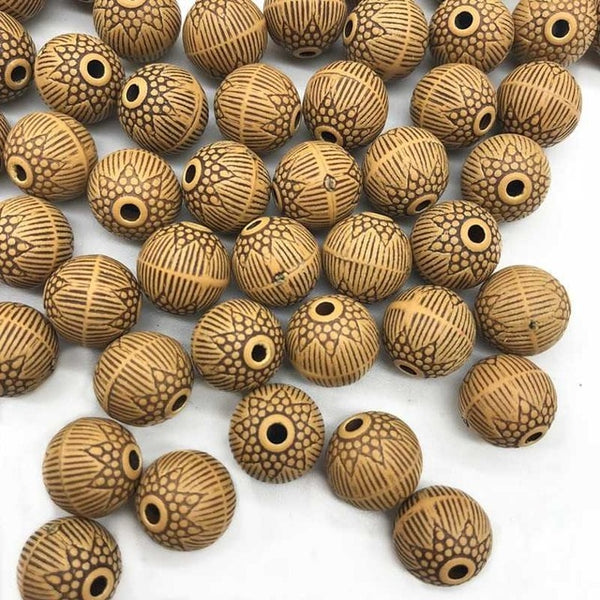 Handmade New Cheap Hot Acrylic Beads Imitation Wood Beads Round Shape Fits For DIY Necklace Bracelet Jewelry Accessories Making