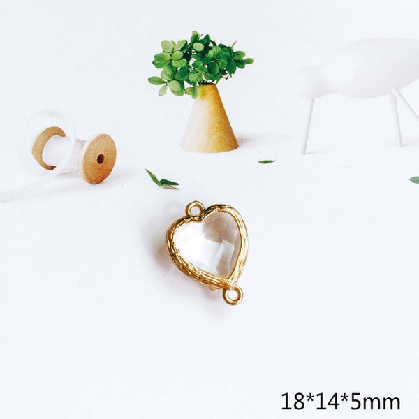 Glass Pendant Eardrop Gold Plated Alloy Necklace Earring Accessories Charms Jewelry Component Diy Handmade Material 4pcs