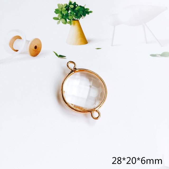 Glass Pendant Eardrop Gold Plated Alloy Necklace Earring Accessories Charms Jewelry Component Diy Handmade Material 4pcs
