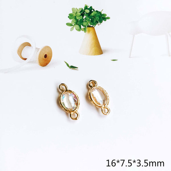 Glass Pendant Eardrop Gold Plated Alloy Necklace Earring Accessories Charms Jewelry Component Diy Handmade Material 4pcs