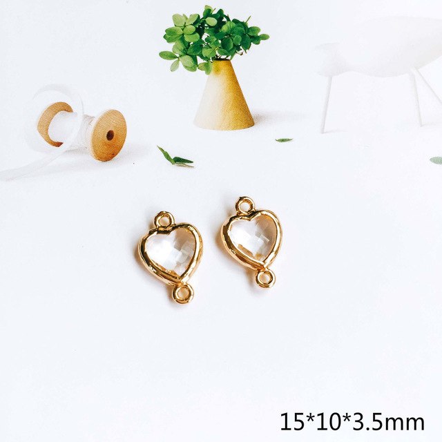 Glass Pendant Eardrop Gold Plated Alloy Necklace Earring Accessories Charms Jewelry Component Diy Handmade Material 4pcs