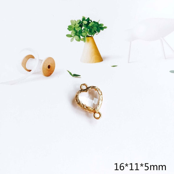 Glass Pendant Eardrop Gold Plated Alloy Necklace Earring Accessories Charms Jewelry Component Diy Handmade Material 4pcs