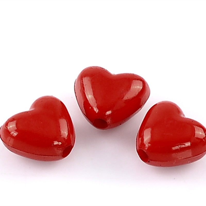 DoreenBeads Acrylic Charm Beads Love Heart Red 11x10mm,50PCs 2015 new