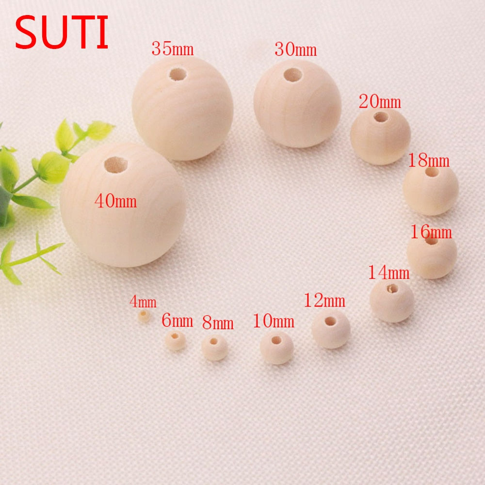 Pick 4/6/8/10/12/14/16/18/20/25/30/40/50mm Wood Spacer Bead Natural Color Wooden Beads Jewelry Making For Baby Smooth Teething