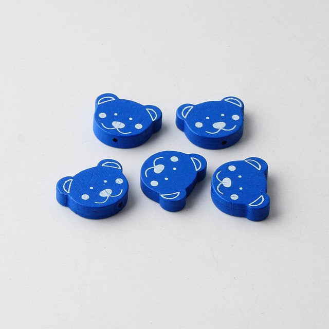 30Pcs/Lot Lead-Free Bear Shape Spacer Wooden Beads For Jewelry Makeing Baby Toys Pacifier Clip Crafts Wood Bead