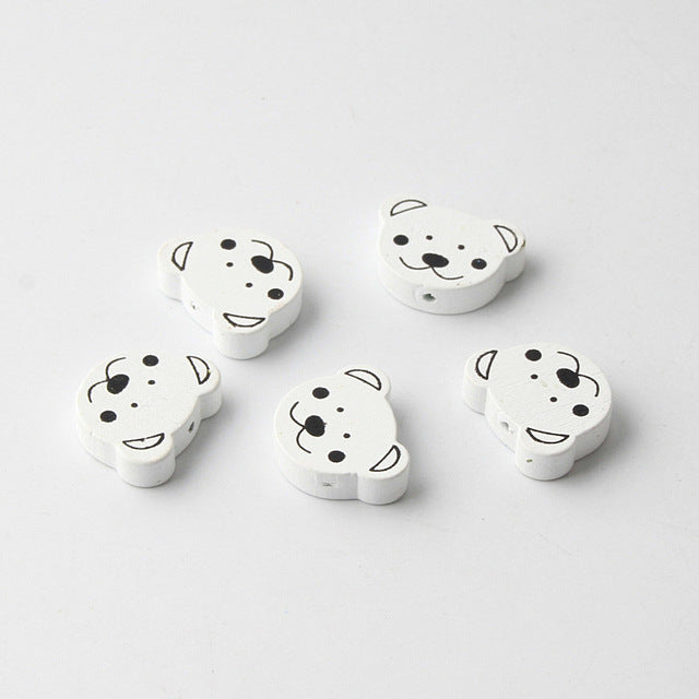 30Pcs/Lot Lead-Free Bear Shape Spacer Wooden Beads For Jewelry Makeing Baby Toys Pacifier Clip Crafts Wood Bead