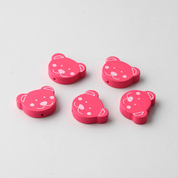 30Pcs/Lot Lead-Free Bear Shape Spacer Wooden Beads For Jewelry Makeing Baby Toys Pacifier Clip Crafts Wood Bead