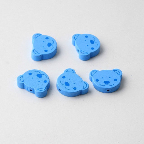 30Pcs/Lot Lead-Free Bear Shape Spacer Wooden Beads For Jewelry Makeing Baby Toys Pacifier Clip Crafts Wood Bead