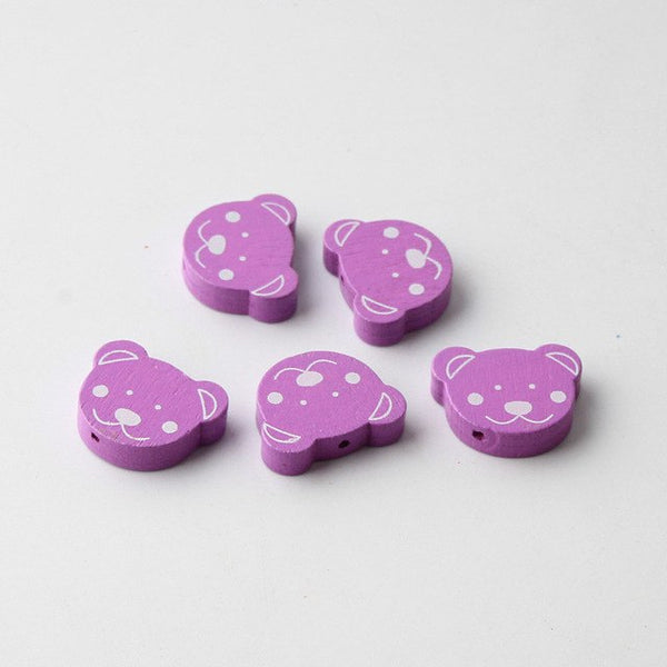 30Pcs/Lot Lead-Free Bear Shape Spacer Wooden Beads For Jewelry Makeing Baby Toys Pacifier Clip Crafts Wood Bead