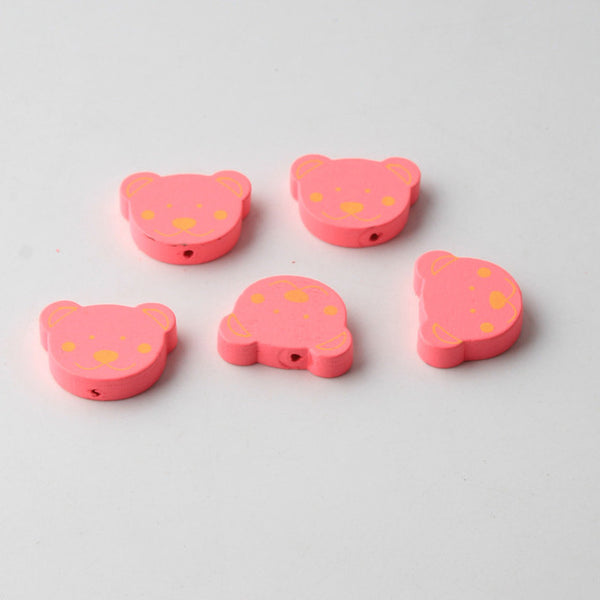 30Pcs/Lot Lead-Free Bear Shape Spacer Wooden Beads For Jewelry Makeing Baby Toys Pacifier Clip Crafts Wood Bead