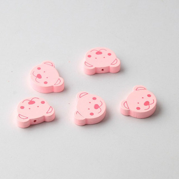 30Pcs/Lot Lead-Free Bear Shape Spacer Wooden Beads For Jewelry Makeing Baby Toys Pacifier Clip Crafts Wood Bead