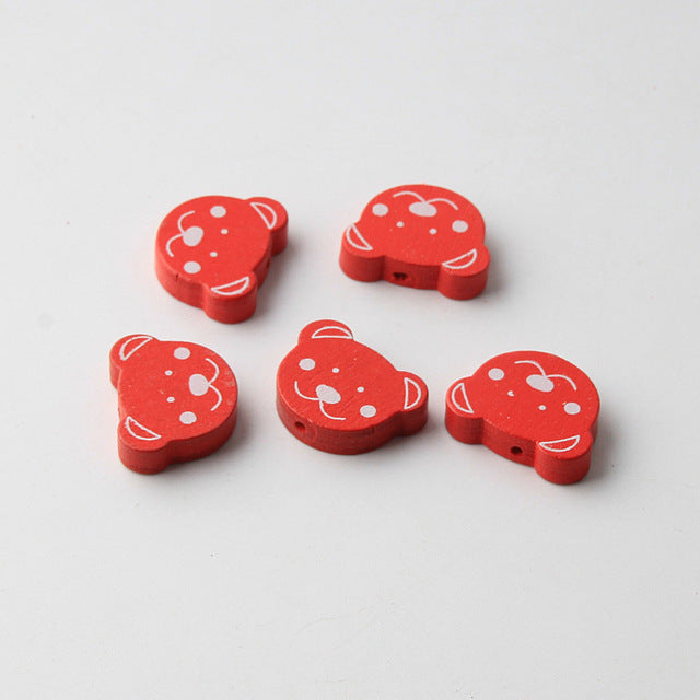 30Pcs/Lot Lead-Free Bear Shape Spacer Wooden Beads For Jewelry Makeing Baby Toys Pacifier Clip Crafts Wood Bead