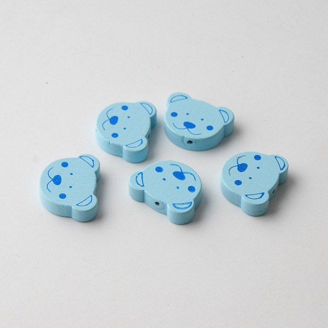 30Pcs/Lot Lead-Free Bear Shape Spacer Wooden Beads For Jewelry Makeing Baby Toys Pacifier Clip Crafts Wood Bead