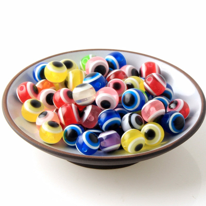 50/100Pcs Mixed Color 6 8 10mm Round Ball Evil Resin Eye Spacer Beads For Jewelry Making Findings DIY Necklace Bracelet Gift