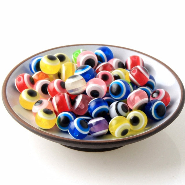50/100Pcs Mixed Color 6 8 10mm Round Ball Evil Resin Eye Spacer Beads For Jewelry Making Findings DIY Necklace Bracelet Gift