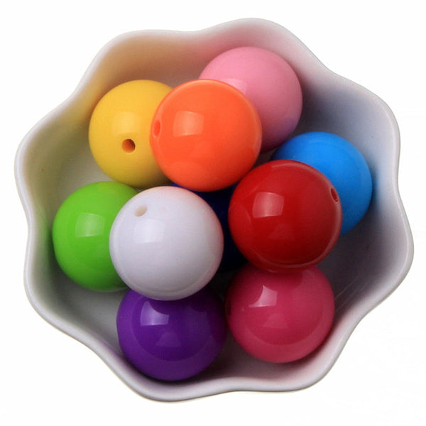 Chunky Bead Jewelry 6-20mm Acrylic Beads Bubblegum Solid Beads for Necklaces Jewelry Making