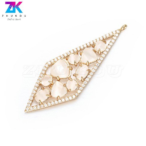 ZHUKOU 20x56mm charms for Bracelets&Necklace Jewelry Accessories Making handmade Diamond Earrings Pendant VD385A hole:1.2mm