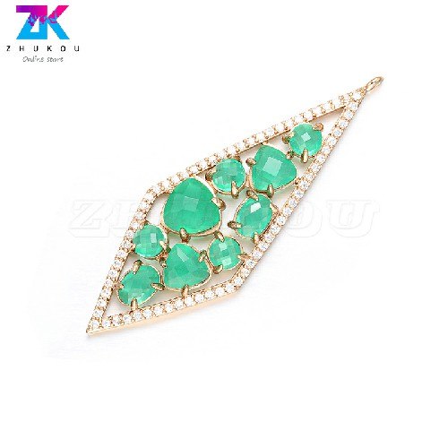 ZHUKOU 20x56mm charms for Bracelets&Necklace Jewelry Accessories Making handmade Diamond Earrings Pendant VD385A hole:1.2mm