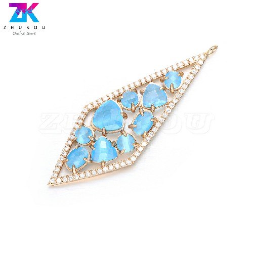 ZHUKOU 20x56mm charms for Bracelets&Necklace Jewelry Accessories Making handmade Diamond Earrings Pendant VD385A hole:1.2mm