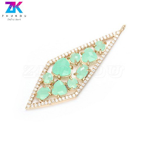 ZHUKOU 20x56mm charms for Bracelets&Necklace Jewelry Accessories Making handmade Diamond Earrings Pendant VD385A hole:1.2mm