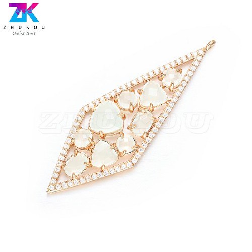 ZHUKOU 20x56mm charms for Bracelets&Necklace Jewelry Accessories Making handmade Diamond Earrings Pendant VD385A hole:1.2mm