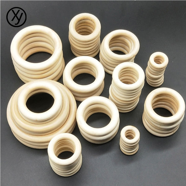 DIY 15-75mm Wooden Beads Cheap Connectors Circles Rings Beads Natural Wood Lead-Free Beads for Necklace Bracelet Jewelry Making