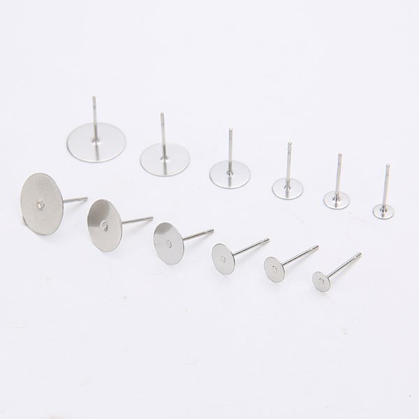 50pcs Stainless Steel Stud Earring Base 3/4/5/6/8/10/12mm Cabochon Settings Cameo Blank Base Ear Post DIY Jewelry Accessories