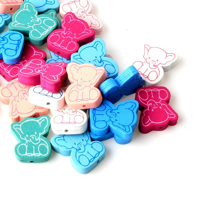 30Pcs 20x25mm Mixed Color Natural Wooden Beads For Jewelry Making Kids Toys Wood Spacer Beads