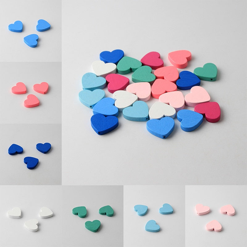 Natural Wooden Beads DIY 20x23mm Heart Shape Wooden Spacer Beads For Jewelry Making Pacifier Clip 30pcs/lot