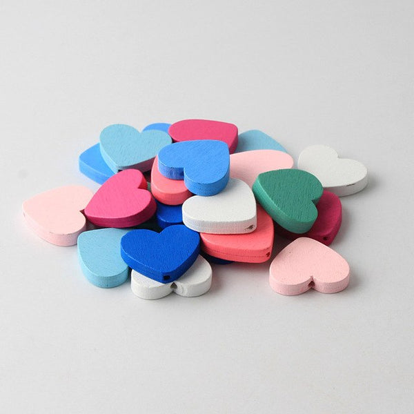 Natural Wooden Beads DIY 20x23mm Heart Shape Wooden Spacer Beads For Jewelry Making Pacifier Clip 30pcs/lot