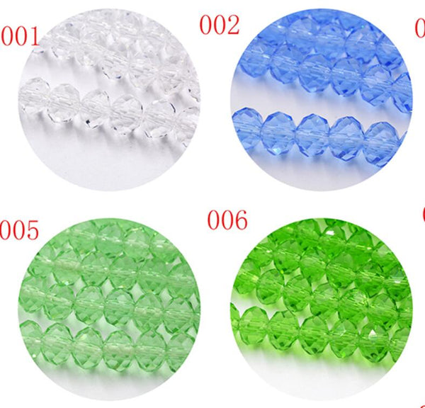 New!! 8MM 70pcs/lot Clear/Transparent Cut Faceted Glass Rondelle Stand Beads Strings Free Shipping Red/Purple/Pink/Blue