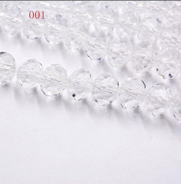 New!! 8MM 70pcs/lot Clear/Transparent Cut Faceted Glass Rondelle Stand Beads Strings Free Shipping Red/Purple/Pink/Blue