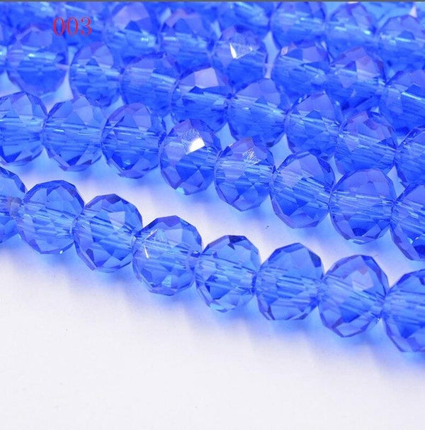 New!! 8MM 70pcs/lot Clear/Transparent Cut Faceted Glass Rondelle Stand Beads Strings Free Shipping Red/Purple/Pink/Blue