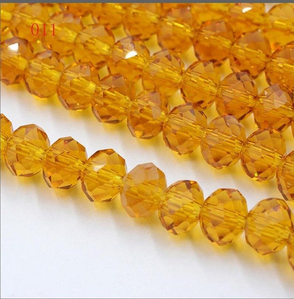 New!! 8MM 70pcs/lot Clear/Transparent Cut Faceted Glass Rondelle Stand Beads Strings Free Shipping Red/Purple/Pink/Blue
