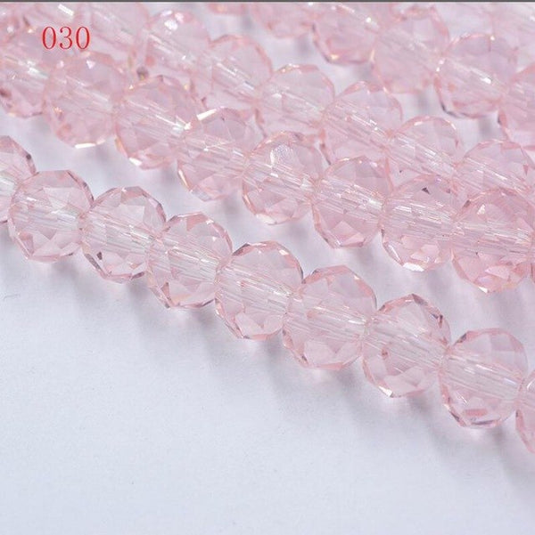 New!! 8MM 70pcs/lot Clear/Transparent Cut Faceted Glass Rondelle Stand Beads Strings Free Shipping Red/Purple/Pink/Blue