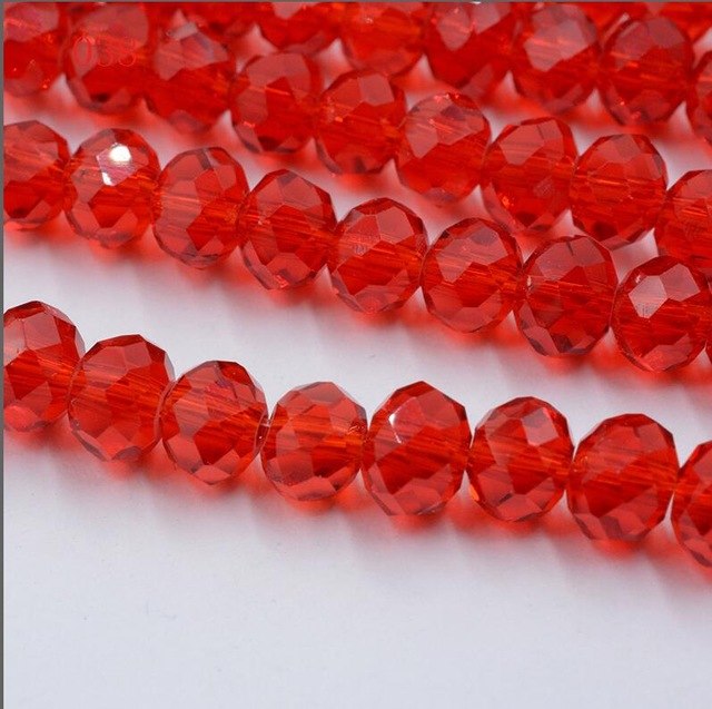 New!! 8MM 70pcs/lot Clear/Transparent Cut Faceted Glass Rondelle Stand Beads Strings Free Shipping Red/Purple/Pink/Blue
