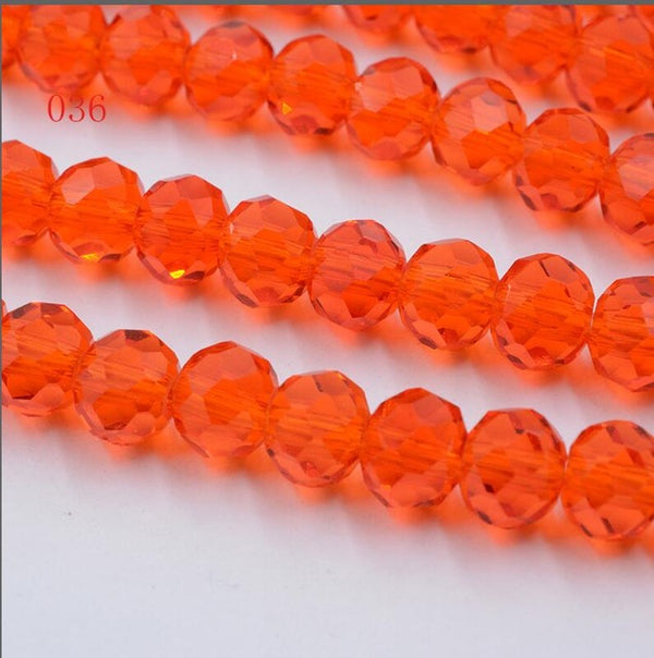 New!! 8MM 70pcs/lot Clear/Transparent Cut Faceted Glass Rondelle Stand Beads Strings Free Shipping Red/Purple/Pink/Blue