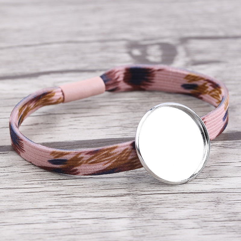 onwear 5pcs elastic hair band cabochon base settings 20mm dia hair jewelry accessories
