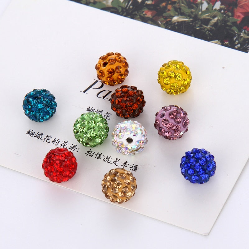 Hot 20Pcs 8 10mm Rhinestones Round Loose Beads For Bracelet Earrings DIY Crystal Ball Jewelry Making